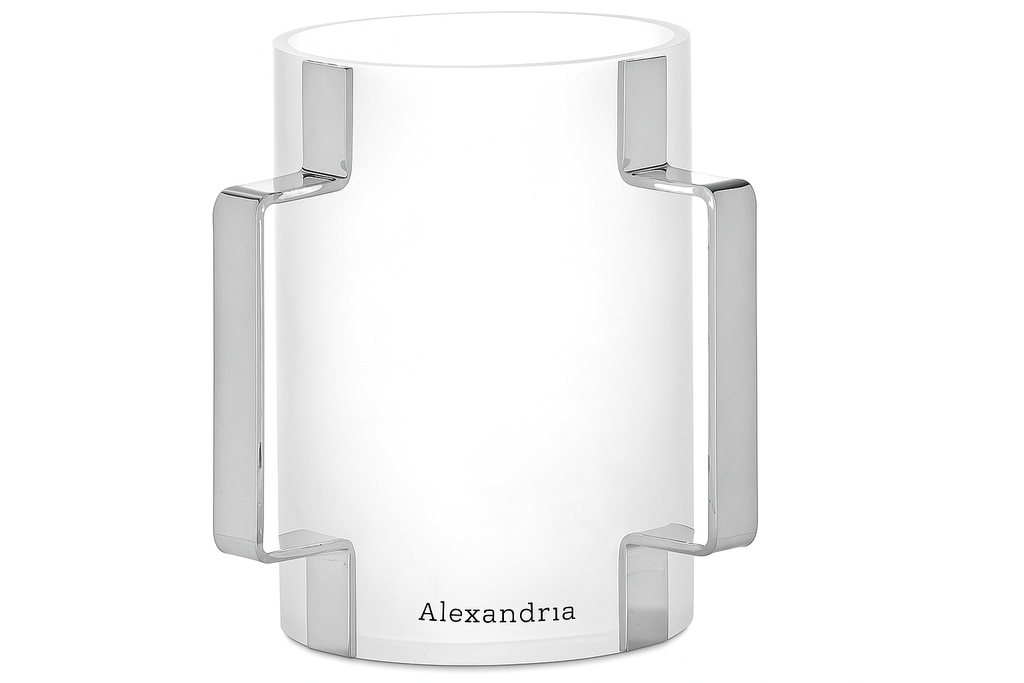 Alexandria Acrylic Wash Cup electroplated Silver Handel