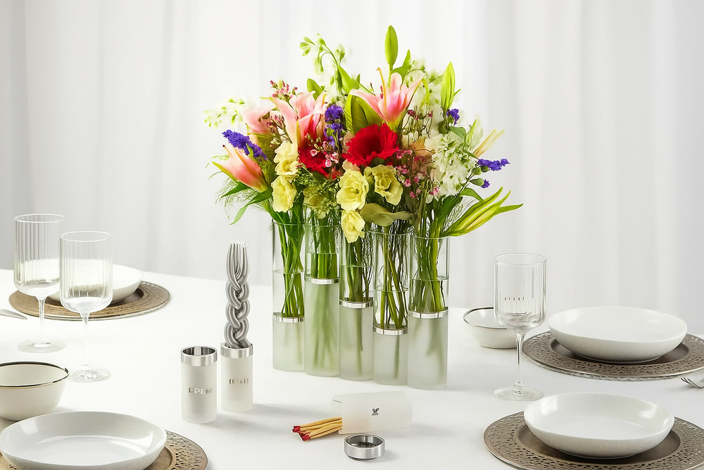 Alexandria Five-section Acrylic Silver Flower Vase