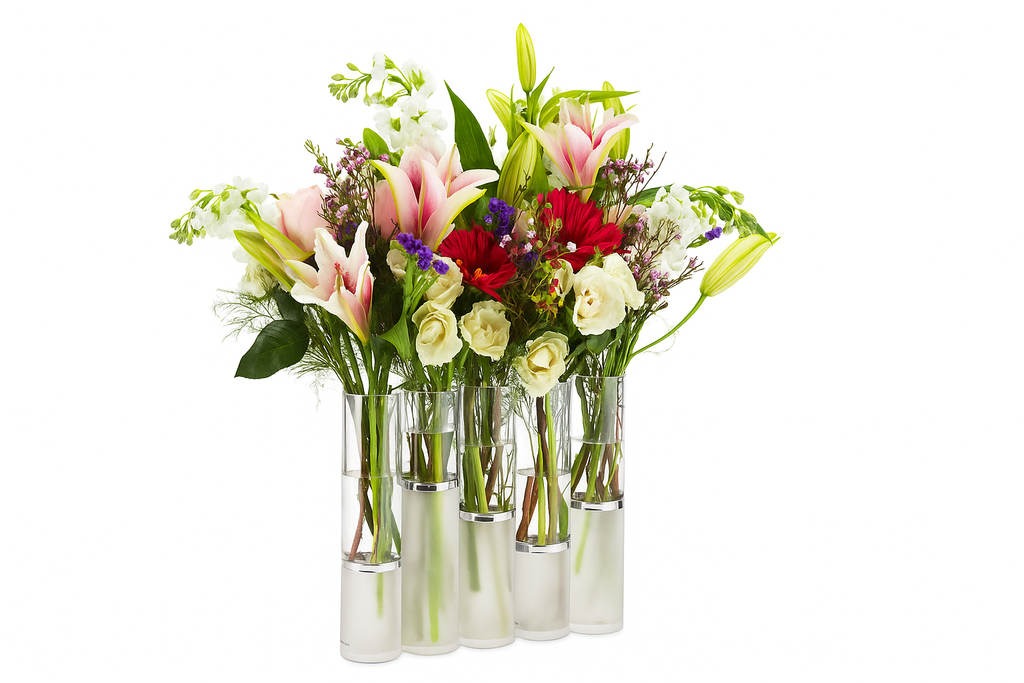 Alexandria Five-section Acrylic Silver Flower Vase