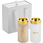 Acrylic Frosted & Gold Tzedaksh & Match Container Set