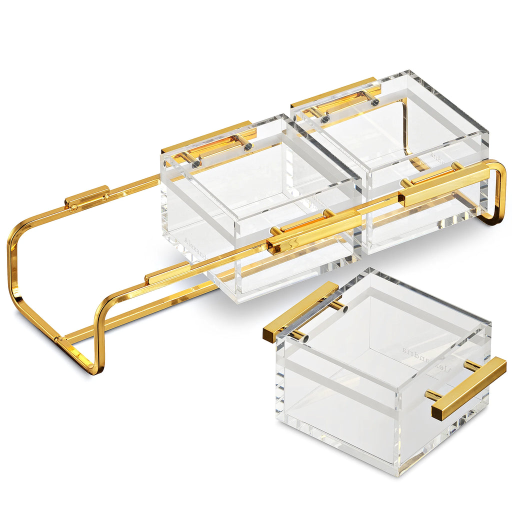 Alexandria Premium Electroplated Gold-Accent Condiment Organizer